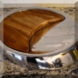 S10. Nambe serving platter with wooden insert. 13”w - $50